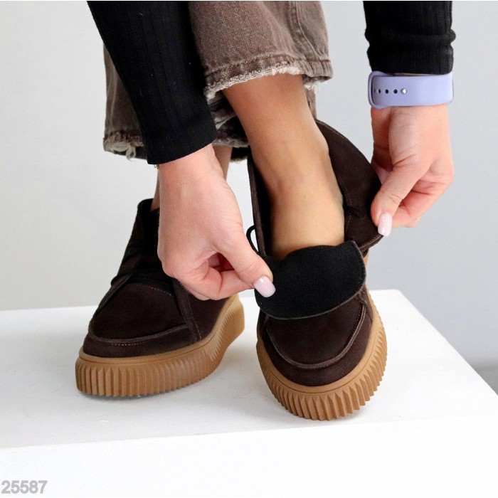 Черевики жіночі натуральна замша колір-шоколад демі на 35.5,37р