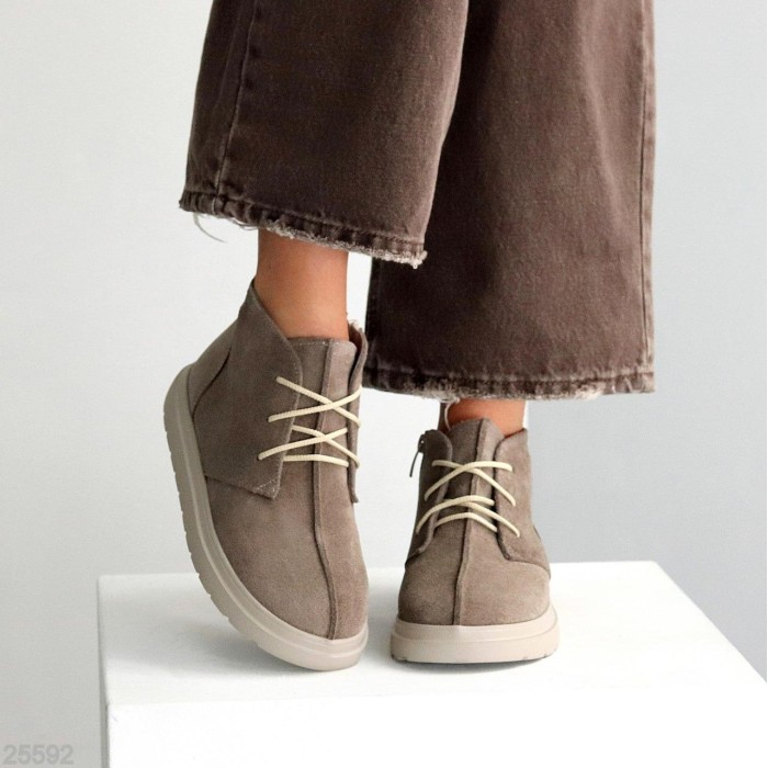 Черевики жіночі натуральна замша бежеві деми 38р