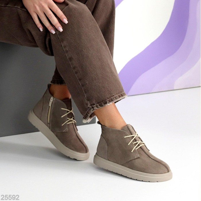 Черевики жіночі натуральна замша бежеві деми 38р