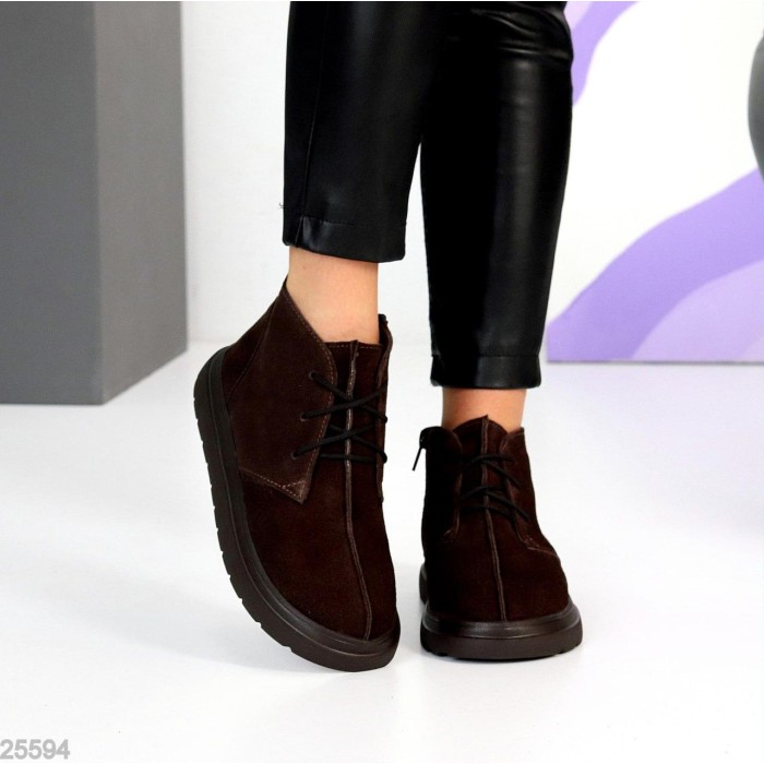 Черевики жіночі натуральна замша колір Шоколад демі 36р