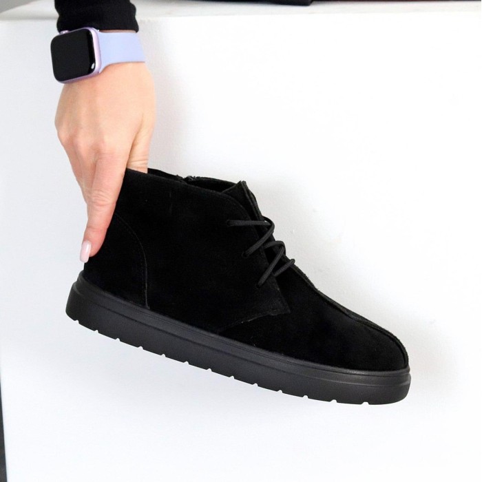 Черевики жіночі натуральна замша чорні демі 36р