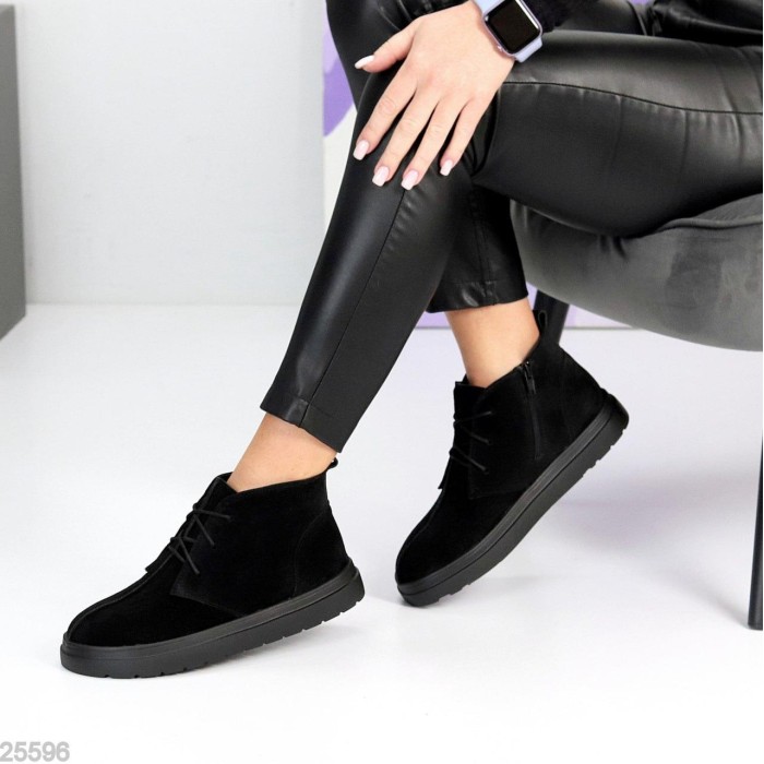 Черевики жіночі натуральна замша чорні демі 36р