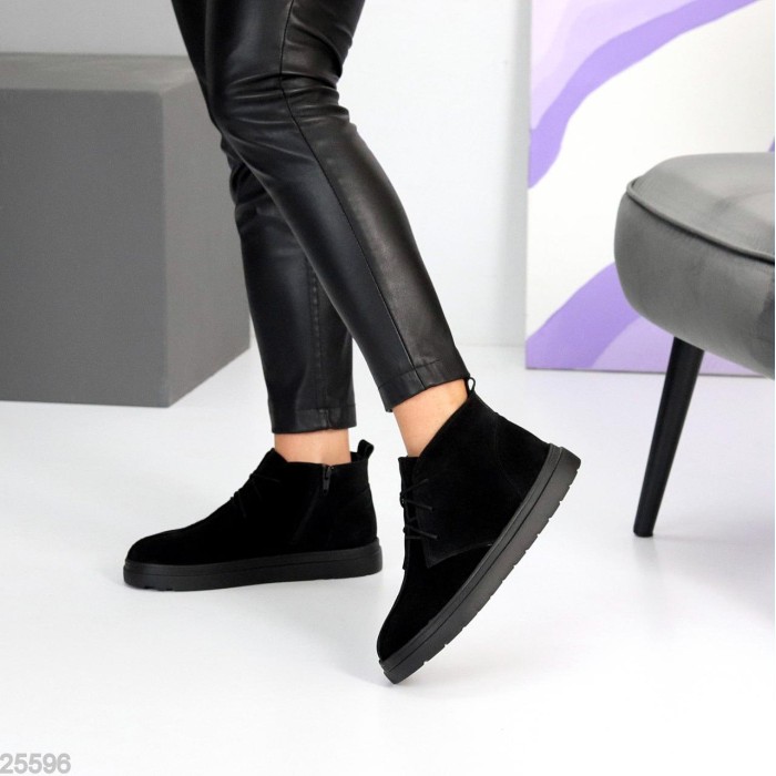 Черевики жіночі натуральна замша чорні демі 36р