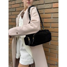 Сумка жіноча 2 відділення Комбінована натуральна замша/шкіра Чорна, Шоколад