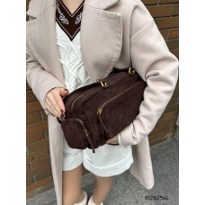 Сумка жіноча 2 відділення Комбінована натуральна замша/шкіра Чорна, Шоколад Шоколад