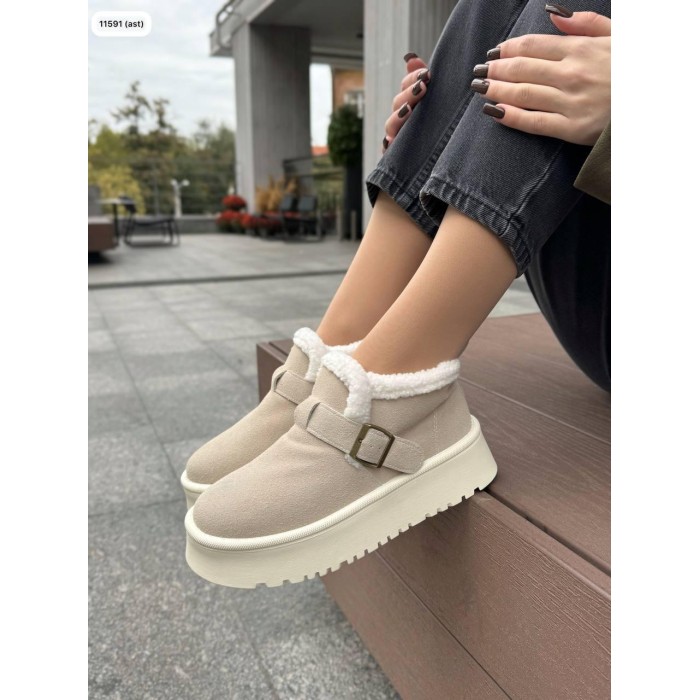 Черевики жіночі Марісоль з хутром натуральна замша зима Беж 39р