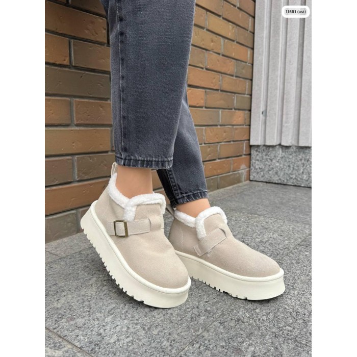 Черевики жіночі Марісоль з хутром натуральна замша зима Беж 39р