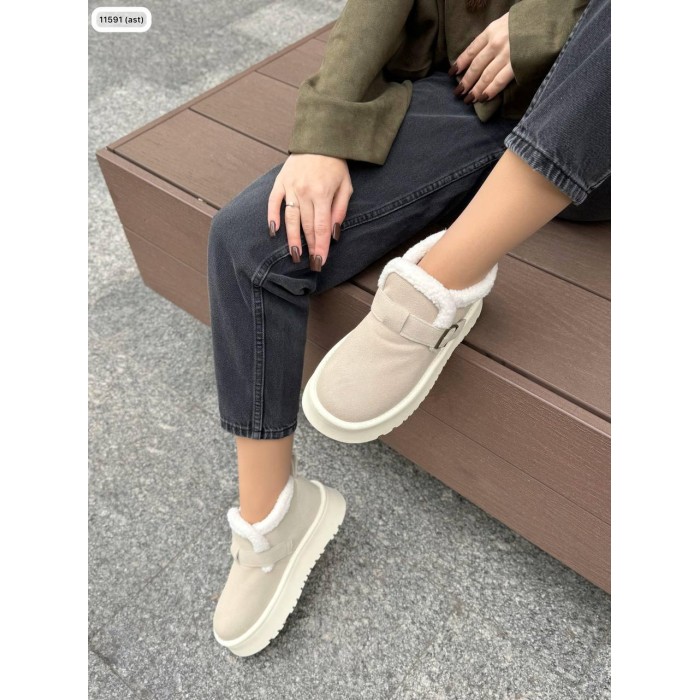 Черевики жіночі Марісоль з хутром натуральна замша зима Беж 39р