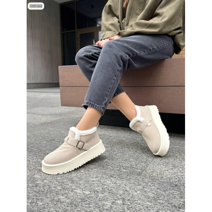 Черевики жіночі Марісоль з хутром натуральна замша зима Беж 39р