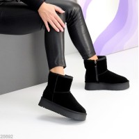 Уггі жіночі натуральна замша колір-чорний зима на 35.5р.