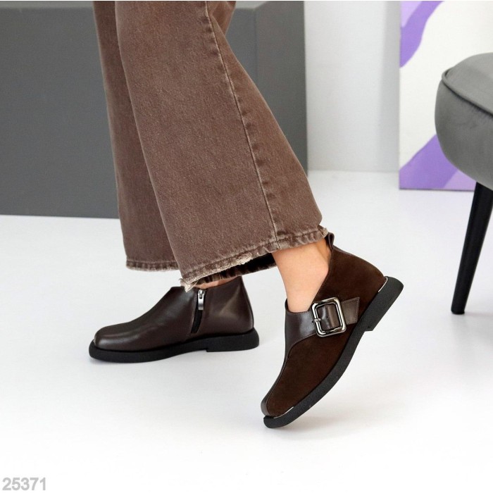 Туфлі жіночі натуральна замша/шкіра колір-шоколад 37,41р