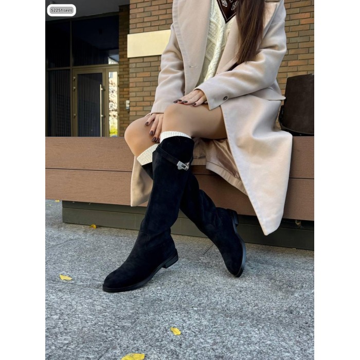 Чоботи жіночі демі натуральна замша колір: чорний 36р