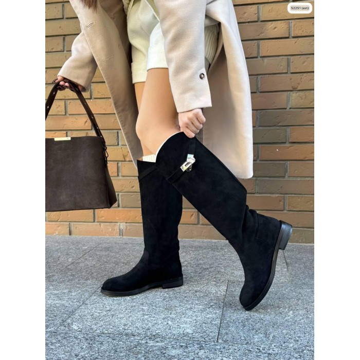 Чоботи жіночі демі натуральна замша колір: чорний 36р