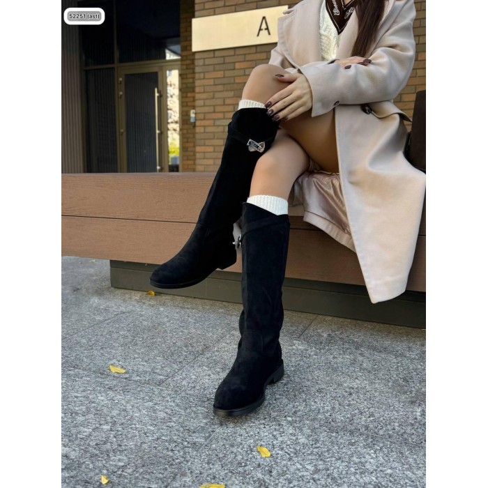 Чоботи жіночі демі натуральна замша колір: чорний 36р