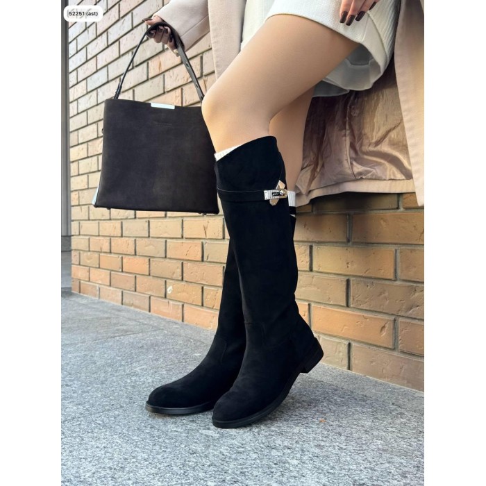 Чоботи жіночі демі натуральна замша колір: чорний 36р