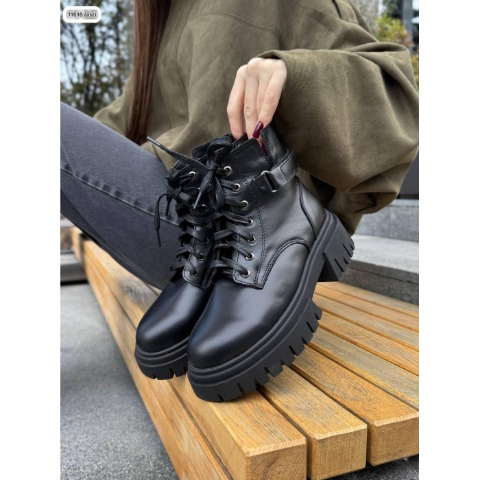 Черевики жіночі Батерфляй натуральна шкіра зима Чорні 36р