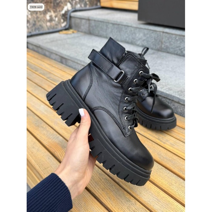 Черевики жіночі Батерфляй натуральна шкіра зима Чорні 36р