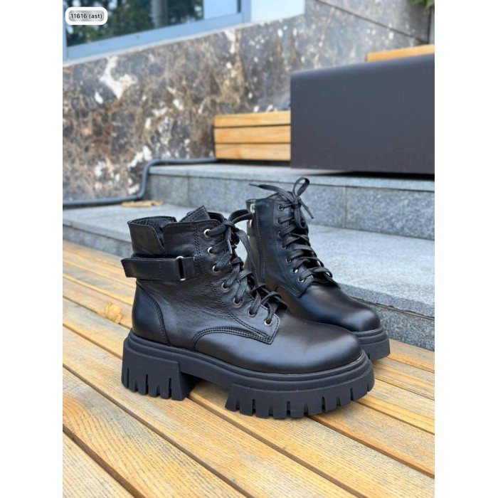 Черевики жіночі Батерфляй натуральна шкіра зима Чорні 36р