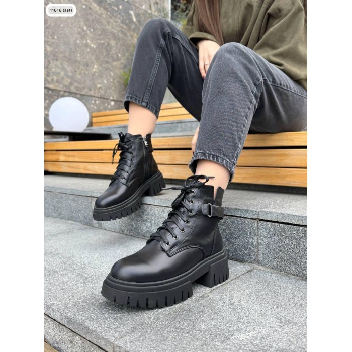 Черевики жіночі Батерфляй натуральна шкіра зима Чорні 36р