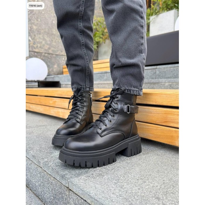 Черевики жіночі Батерфляй натуральна шкіра зима Чорні 36р