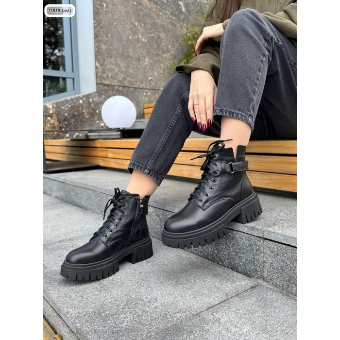 Черевики жіночі Батерфляй натуральна шкіра зима Чорні 36р