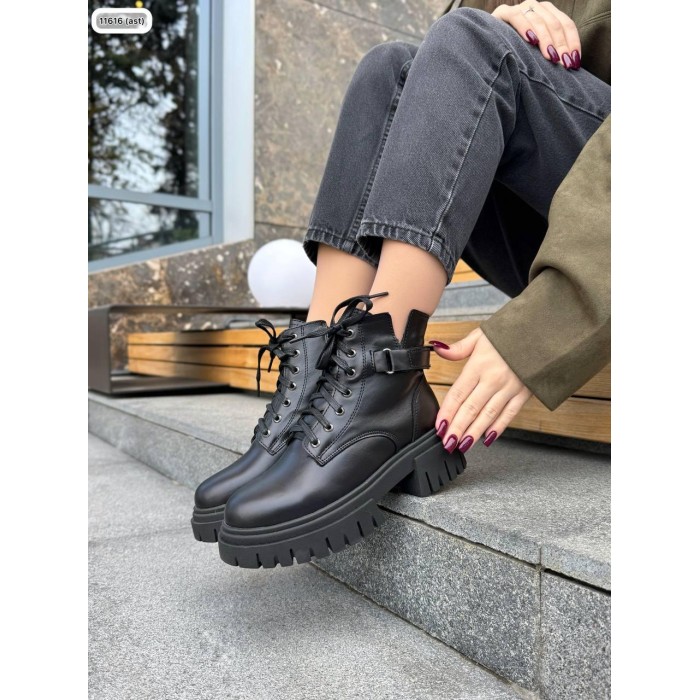 Черевики жіночі Батерфляй натуральна шкіра зима Чорні 36р