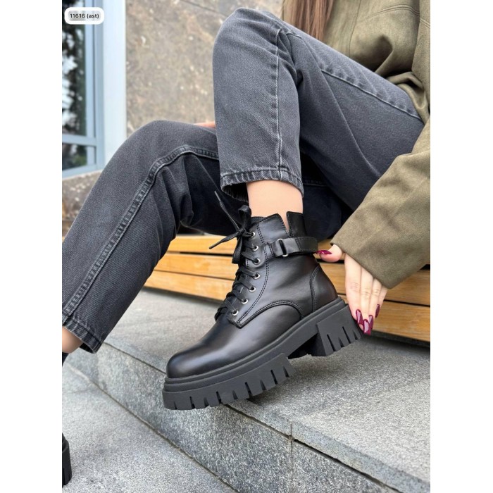 Черевики жіночі Батерфляй натуральна шкіра зима Чорні 36р