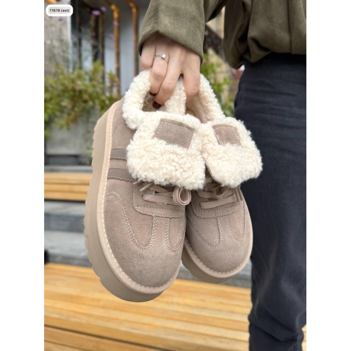 Кросівки жіночі з натуральної шкіри/замша беж зима 41р