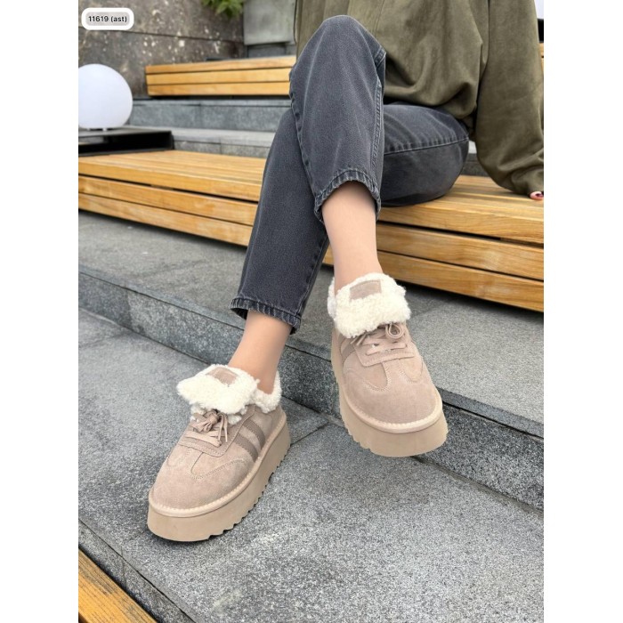 Кросівки жіночі з натуральної шкіри/замша беж зима 41р