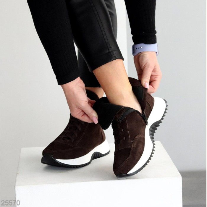 Черевики жіночі натуральна замша колір-шоколад дем 36р