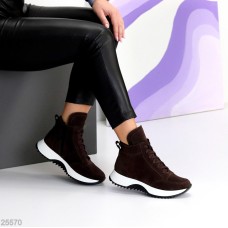 Черевики жіночі натуральна замша колір-шоколад дем 36р