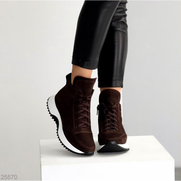 Черевики жіночі натуральна замша колір-шоколад дем 36р