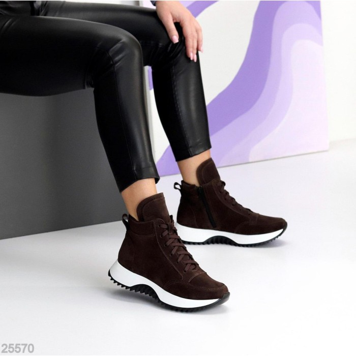 Черевики жіночі натуральна замша колір-шоколад дем 36р