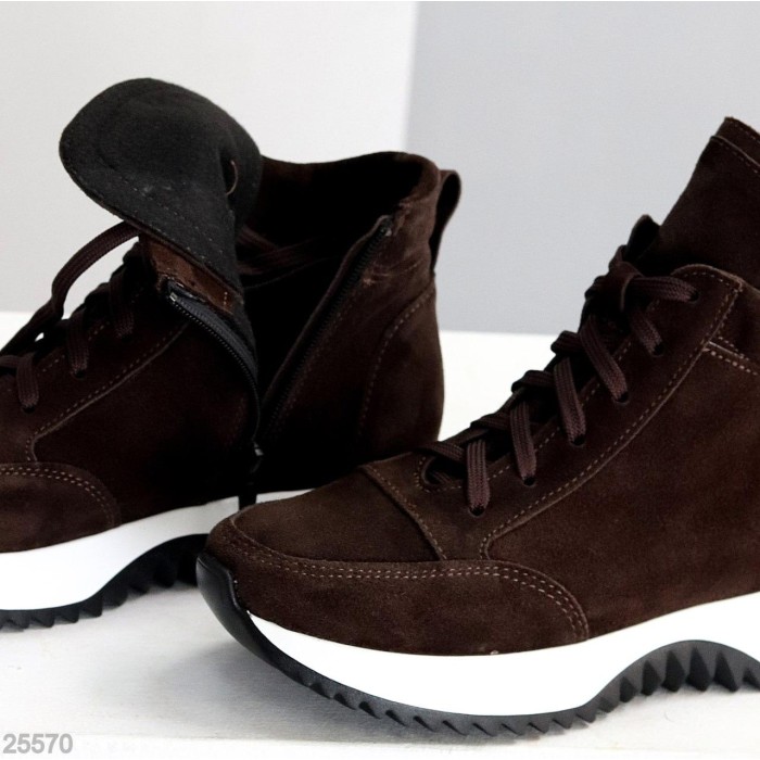 Черевики жіночі натуральна замша колір-шоколад дем 36р