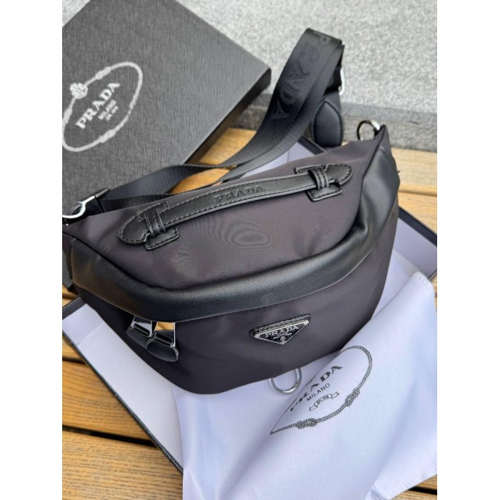 Сумка Унісекс/кросбоді натуральної шкіри/щільна тканина Чорна