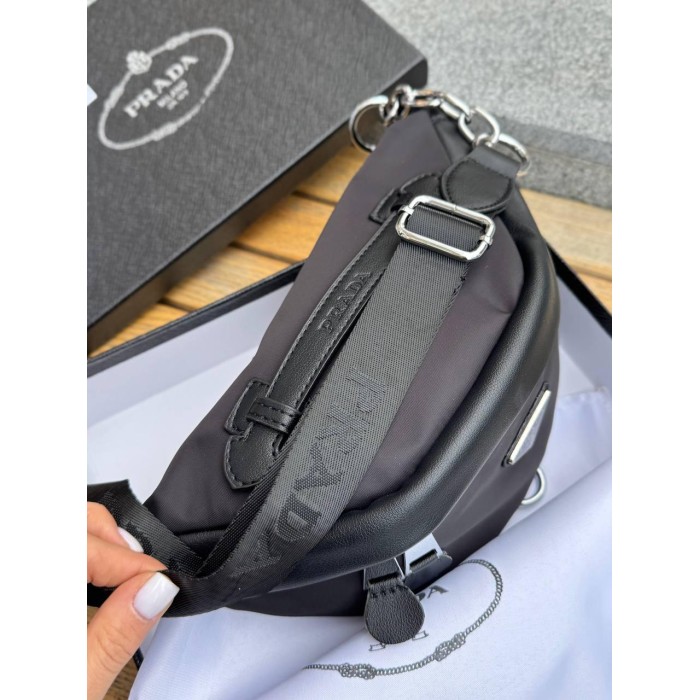 Сумка Унісекс/кросбоді натуральної шкіри/щільна тканина Чорна