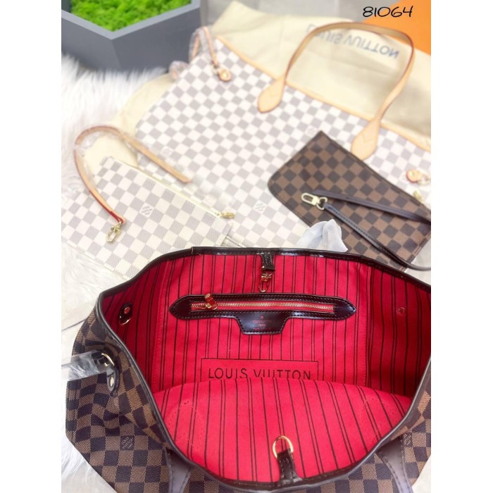 Сумка жіноча з клатчем комбінована шкіра /канва Клітинка (світла, темна)