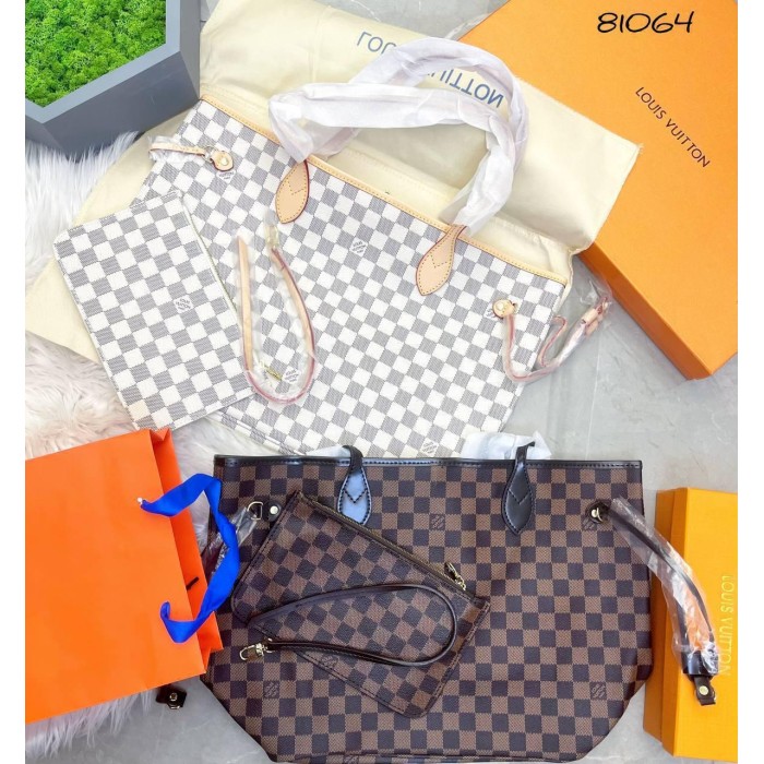 Сумка жіноча з клатчем комбінована шкіра /канва Клітинка (світла, темна)