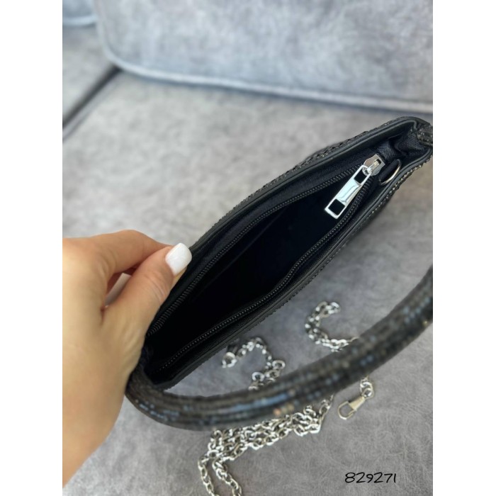 Сумка жіноча камінці сяйво Саф'ян Чорна