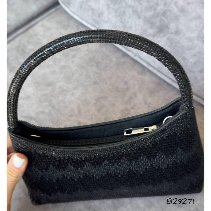 Сумка жіноча камінці сяйво Саф'ян Чорна