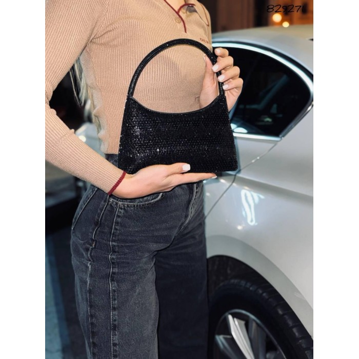 Сумка жіноча камінці сяйво Саф'ян Чорна