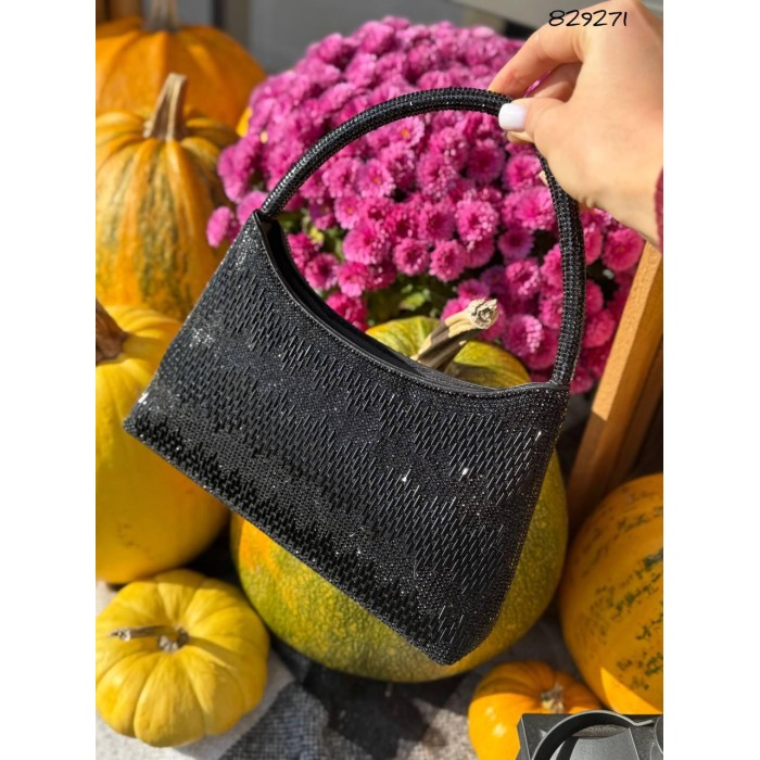 Сумка жіноча камінці сяйво Саф'ян Чорна