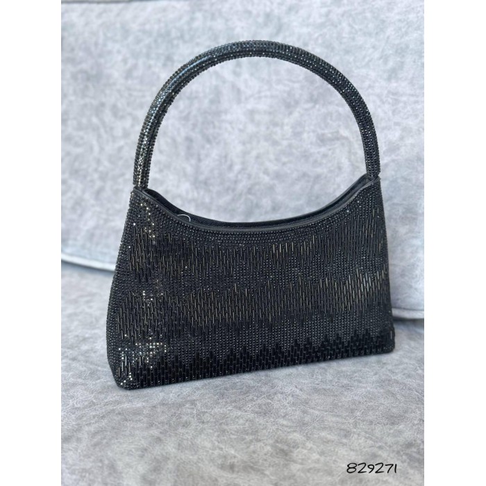 Сумка жіноча камінці сяйво Саф'ян Чорна