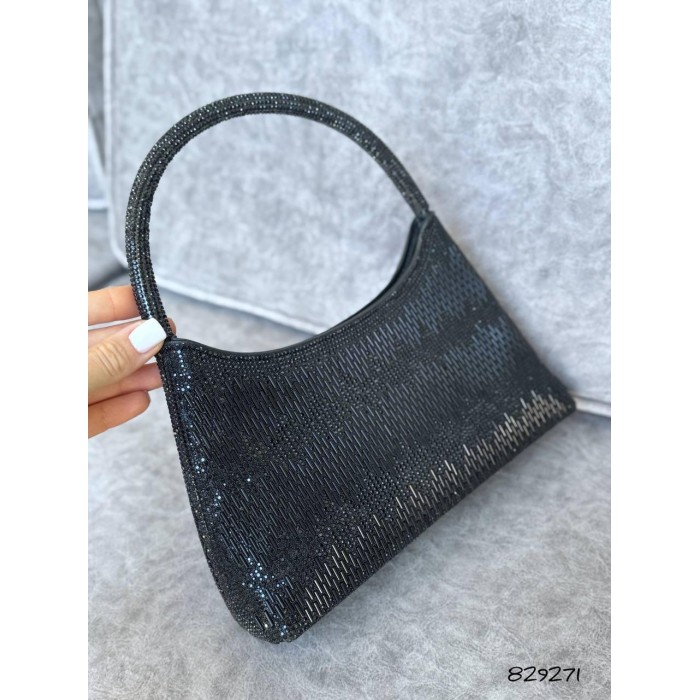 Сумка жіноча камінці сяйво Саф'ян Чорна
