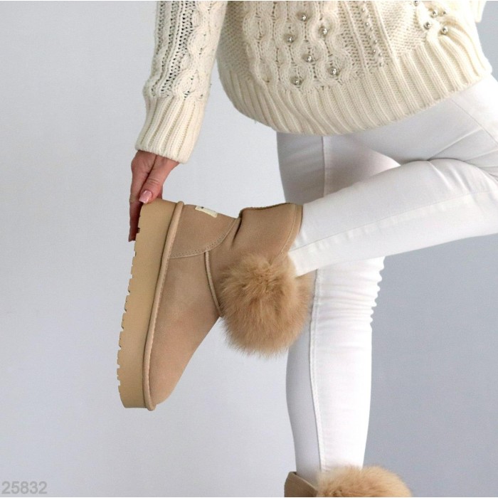 Уггі жіночі натуральна замша колір-беж зима 36р.