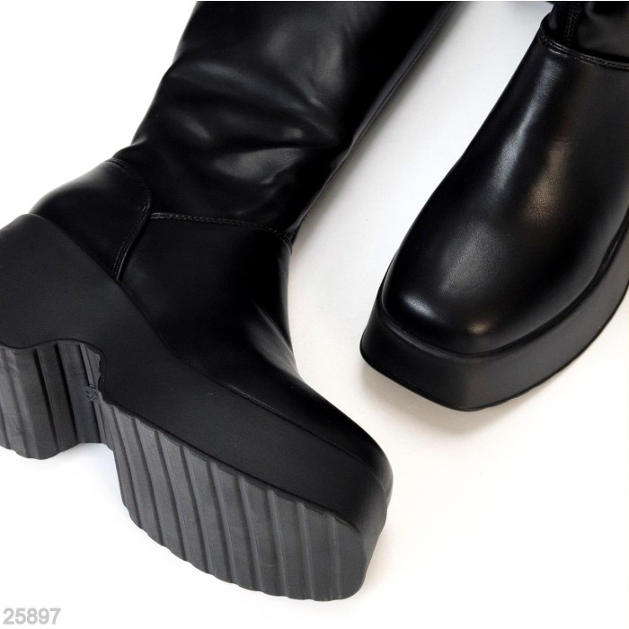 Ботфорти жіночі єко-шкіра чорні єврозима на 35.5р.