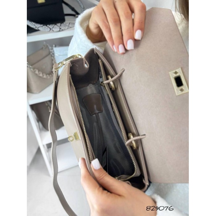 Сумка жіноча Polina Ремінець натуральна шкіра Шоколад, Беж, Чорна