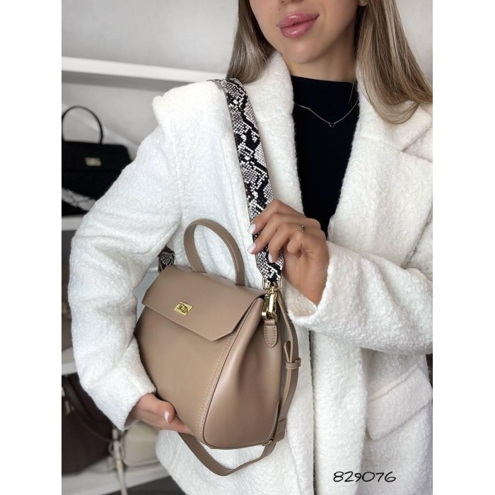 Сумка жіноча Polina Ремінець натуральна шкіра Шоколад, Беж, Чорна