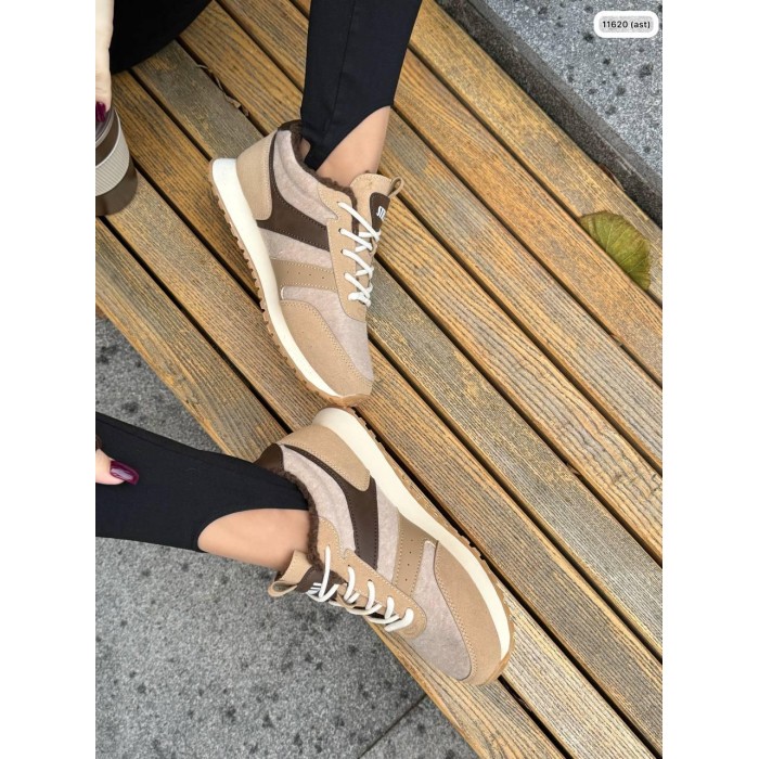 Кросівки жіночі з натуральної шкіри/повсть колір: бежево/коричневі 36,37,38р