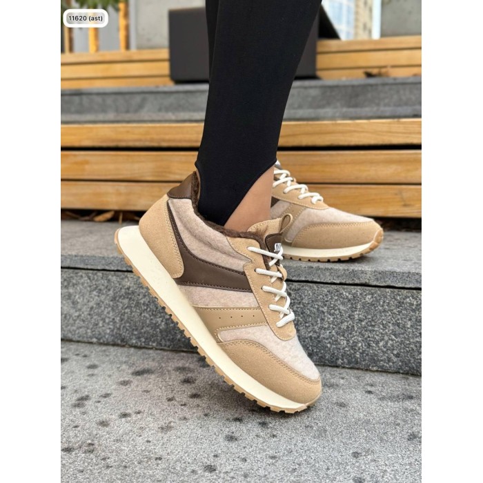 Кросівки жіночі з натуральної шкіри/повсть колір: бежево/коричневі 36,37,38р